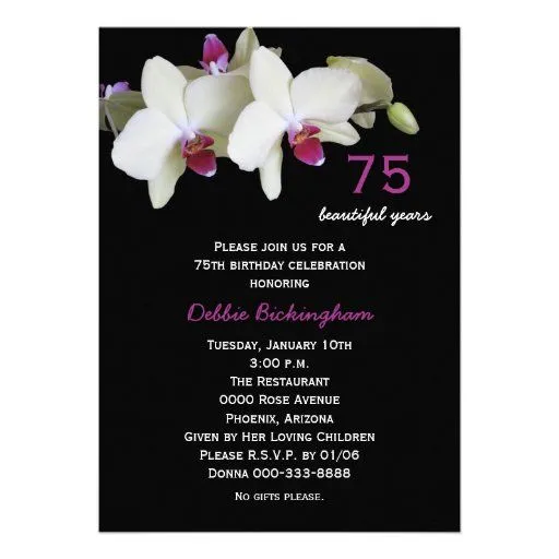 75.o Invitación de la fiesta de cumpleaños -- Orqu de Zazzle.