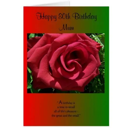 Una 80.a tarjeta de cumpleaños para una madre - co de Zazzle.