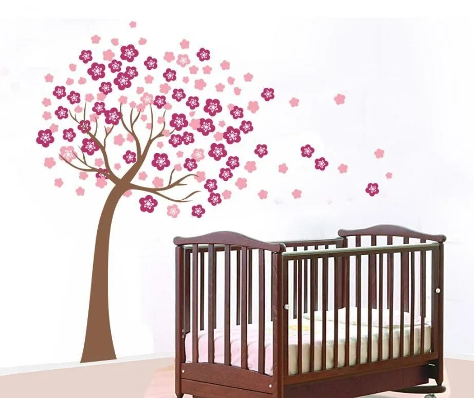 90 * 60 cm Pink Cherry Blossom Flower Tree Wall Sticker Art Mural ...