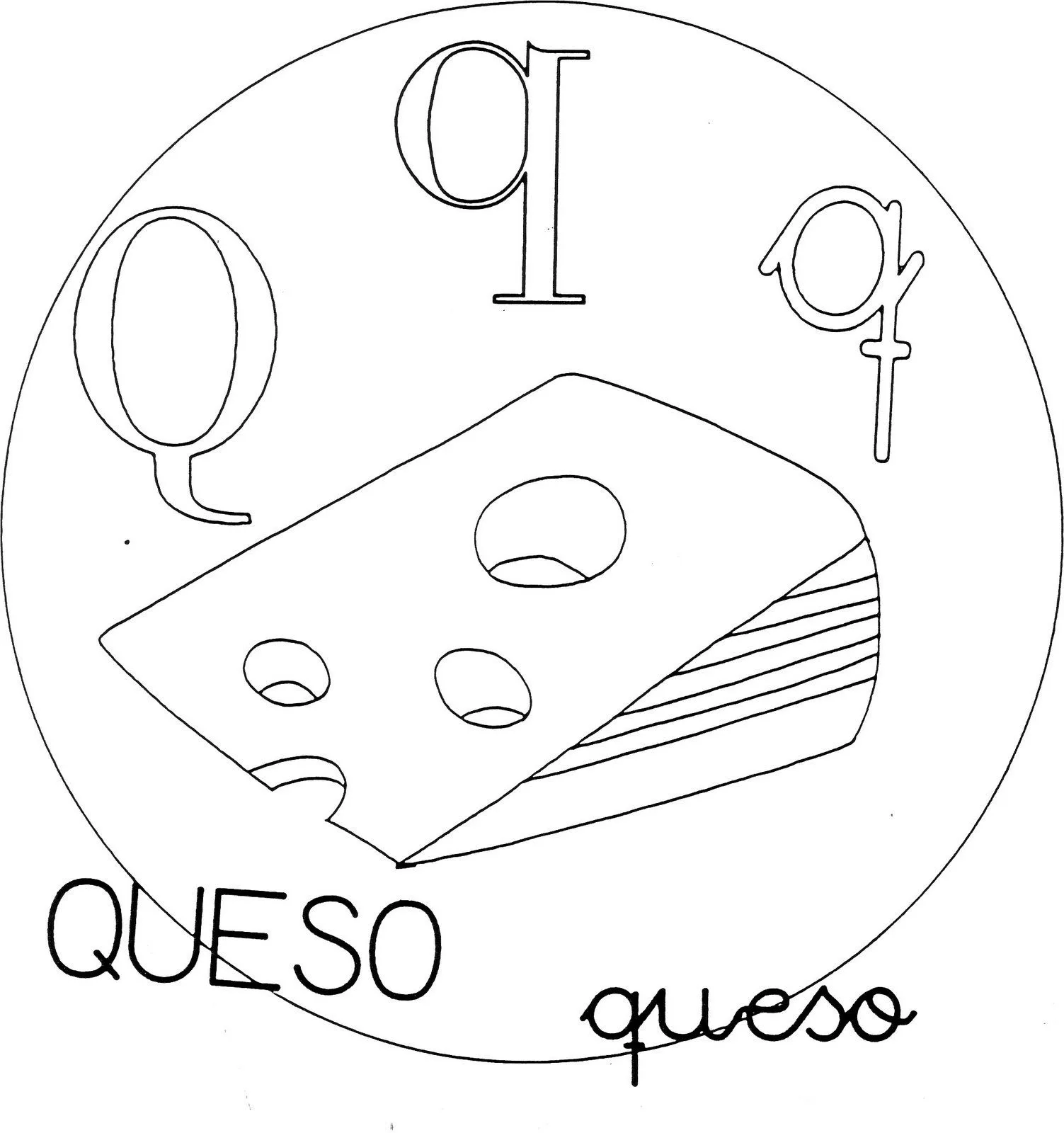 Abecedario para colorear: Q ~ Dibujos para Colorear Infantil