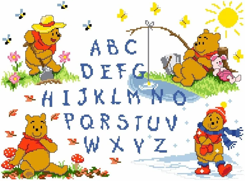 abecedario de winnie pooh (3) | Aprender manualidades es facilisimo.