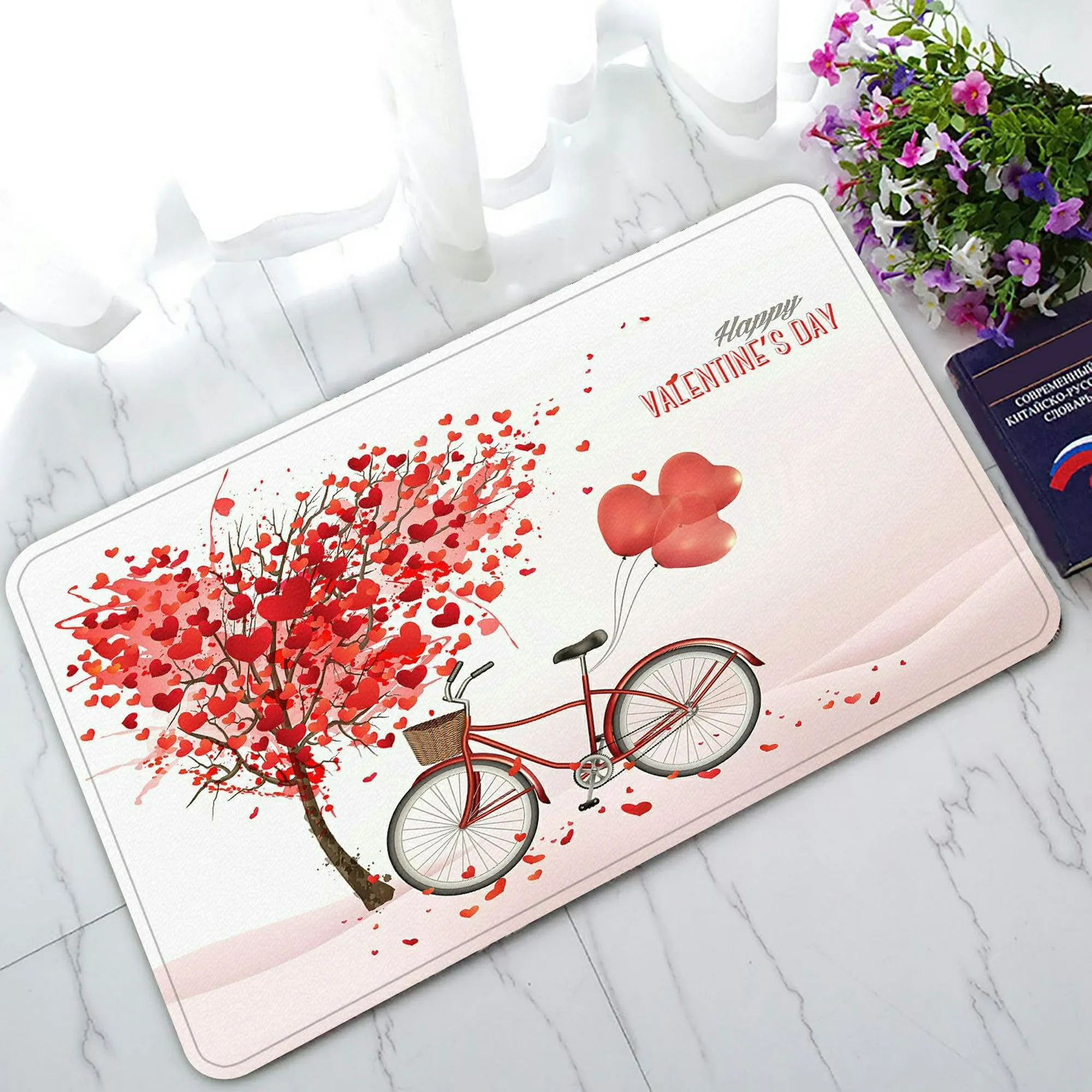 ABPHQTO Día de San Valentín Árbol en forma de corazón Bicicleta Globos en forma de corazón Felpudo A ABPHQTO | Walmart en línea