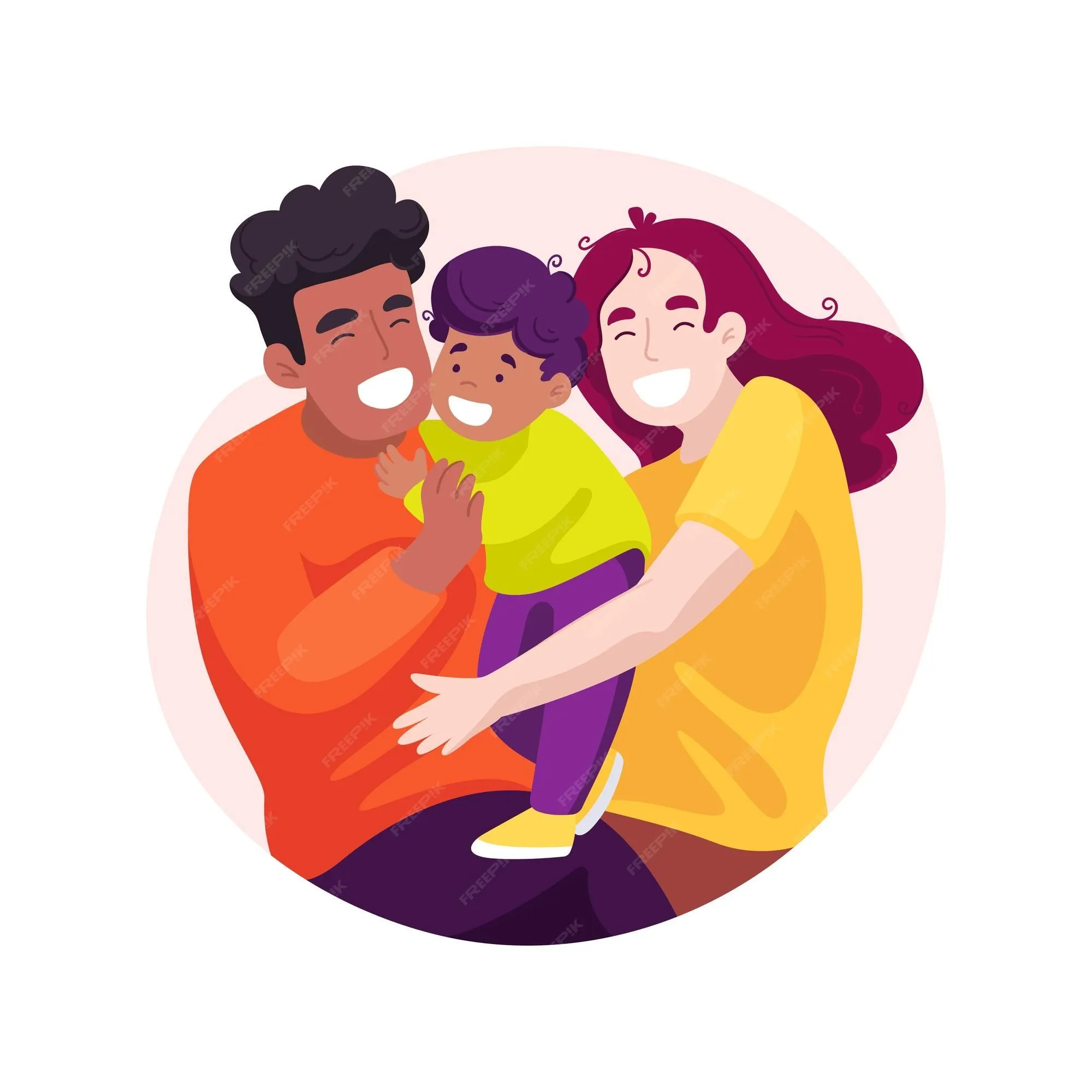 Abrazos familiares ilustración vectorial de dibujos animados aislados |  Vector Premium