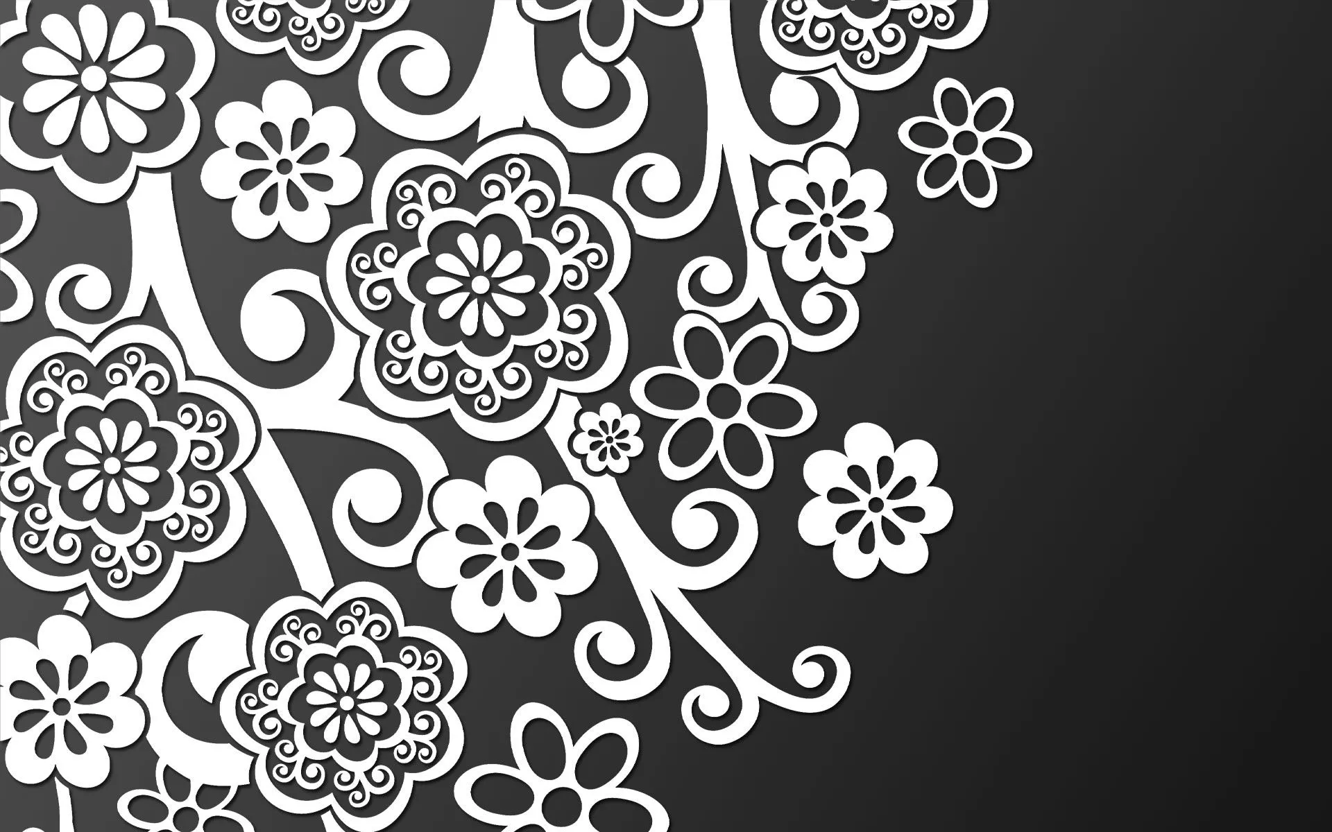 Abstracto Floral Blanco y Negro - Wallpapers