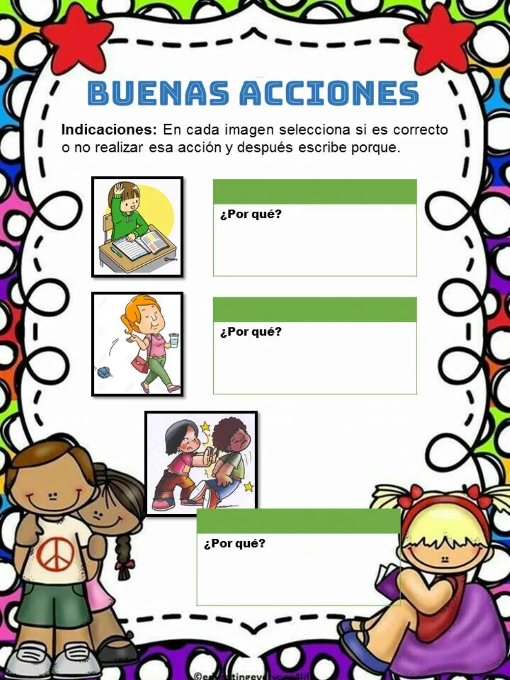 Buenas acciones worksheet | Live Worksheets