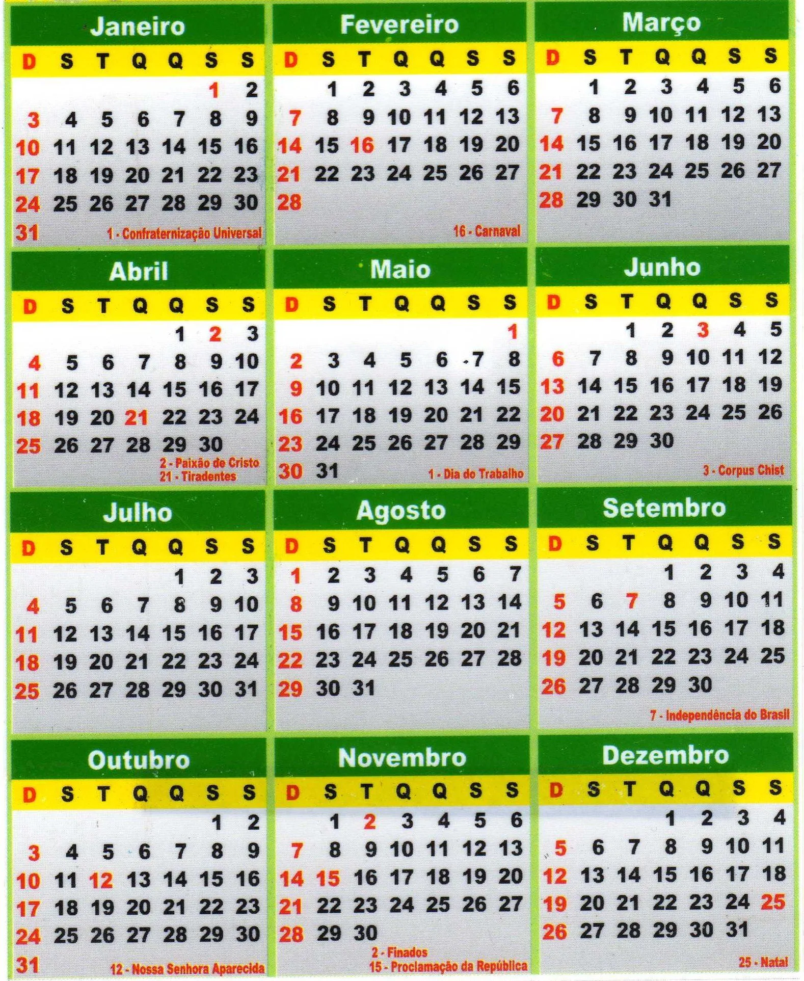 ACL - Calendário 2010