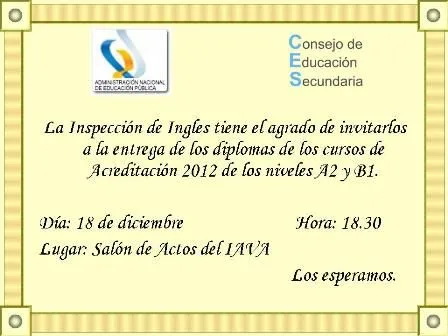 ACREDITACIÓN DE CONOCIMIENTOS DE INGLÉS DEL C.E.S.: Diplomas 2012 ...