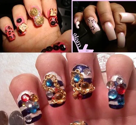 Uñas acrilicas con muchas piedras de cristal - Imagui