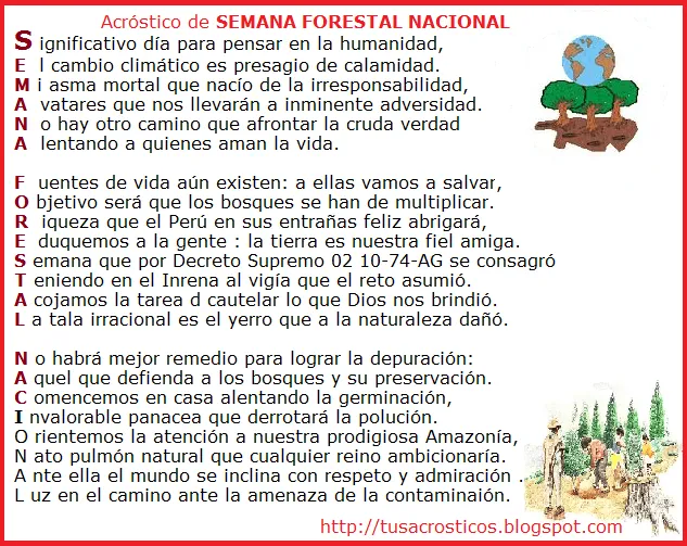 Acróstico de SEMANA FORESTAL NACIONAL : Acrosticos de amor ...