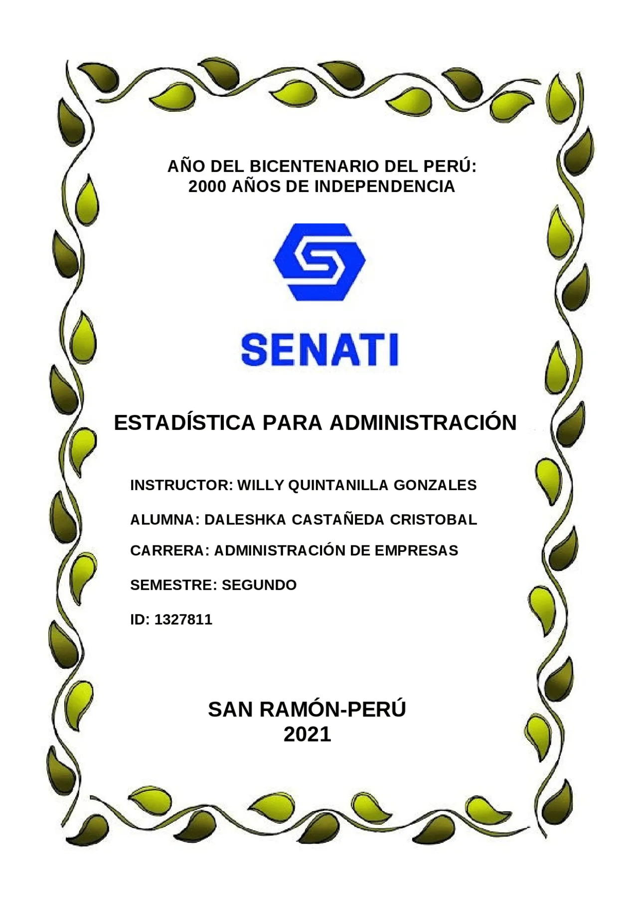 Actividad Entregable (SENATI) | Ejercicios de Administración de Empresas |  Docsity