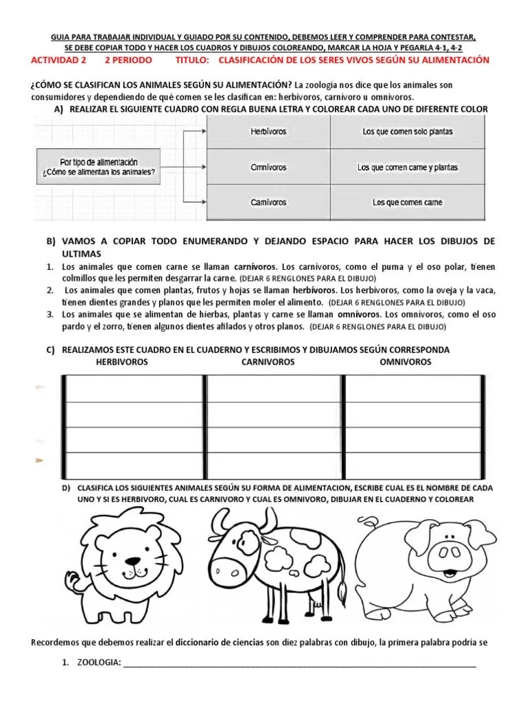 ACTIVIDAD 2 2 PERIODO Clasificacion Por Alimentacion | PDF