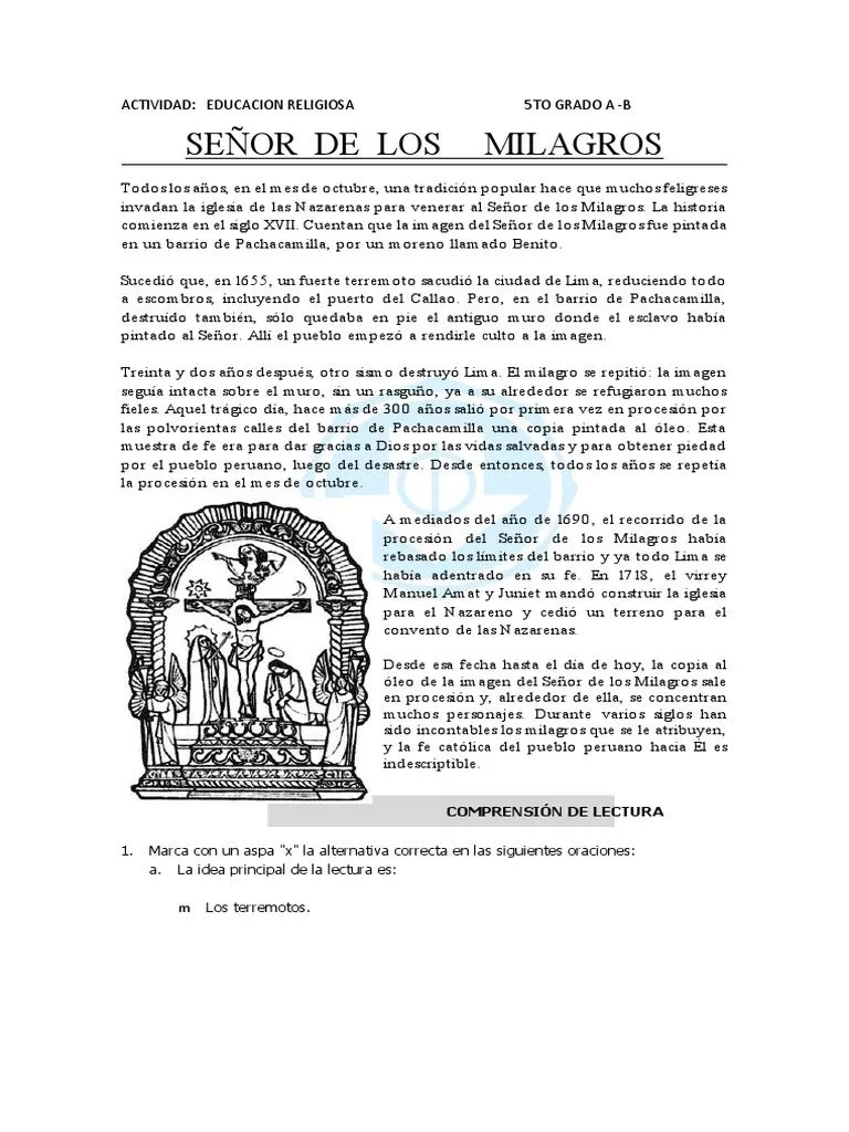 Actividad Religion Señor de Los Milagros | PDF | Religión y creencia