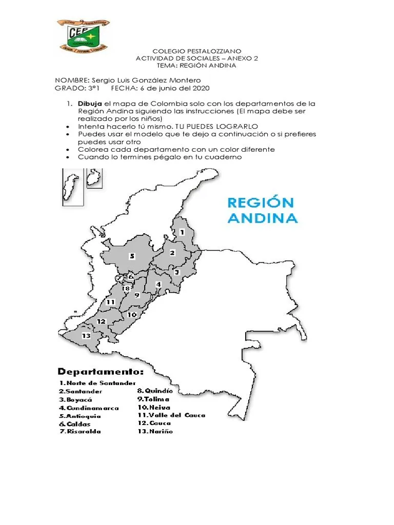 Actividad Virtual de Sociales 3° Región Andina Anexo | PDF | Andes