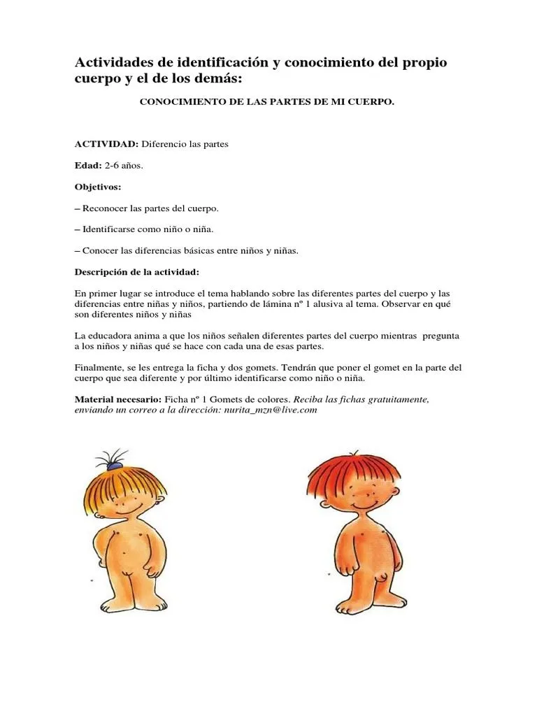 Actividades de Identificación y Conocimiento Del Propio Cuerpo | PDF |  Adultos | Imagen