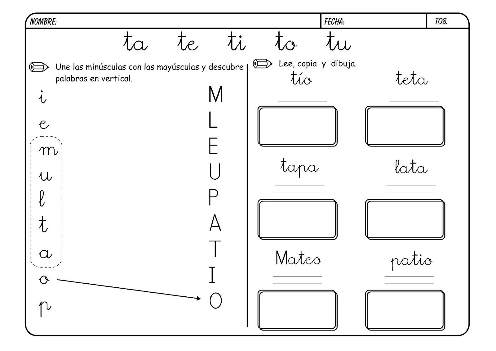 Actividades con la letra t - Imagui