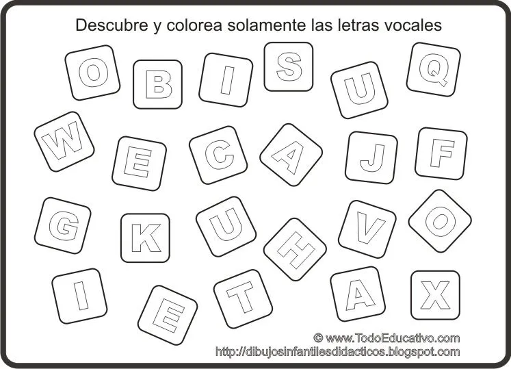 Imagenes de ejercicios de vocales para colorear - Imagui