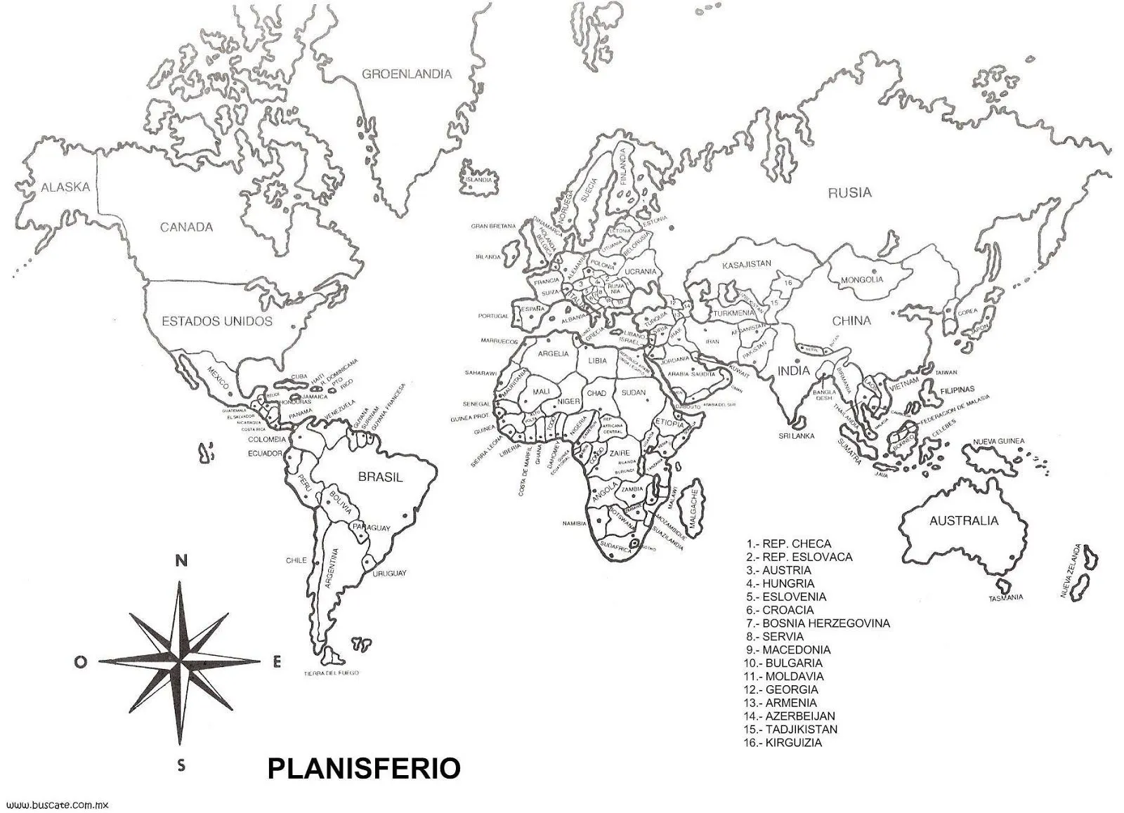 ACTIVIDADES PRIMARIAS EN EL MUNDO: PLANISFERIO DEL MUNDO