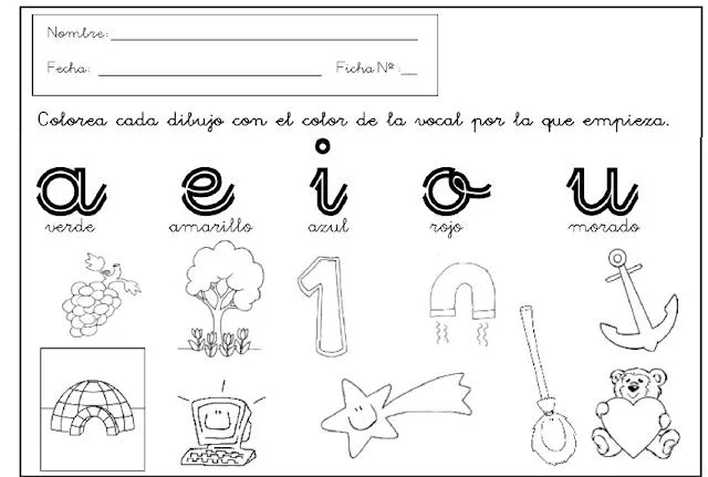 Las vocales fichas para imprimir - Imagui