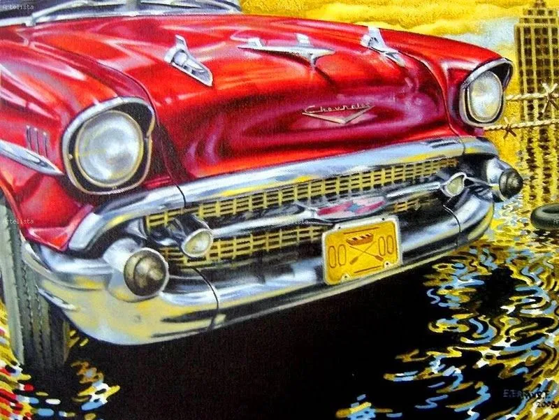 Admirar el Arte: CARRO ROJO ANTIGUO, ÓLEO SOBRE LIENZO, ENRIQUE ERMUS