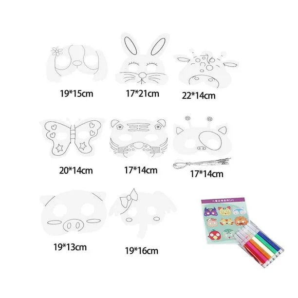 Adorable juego de máscaras de animales en blanco DIY para niñas y con  bandas elásticas y bolígrafo d BLESIY Rollo de papel para colorear |  Walmart en línea