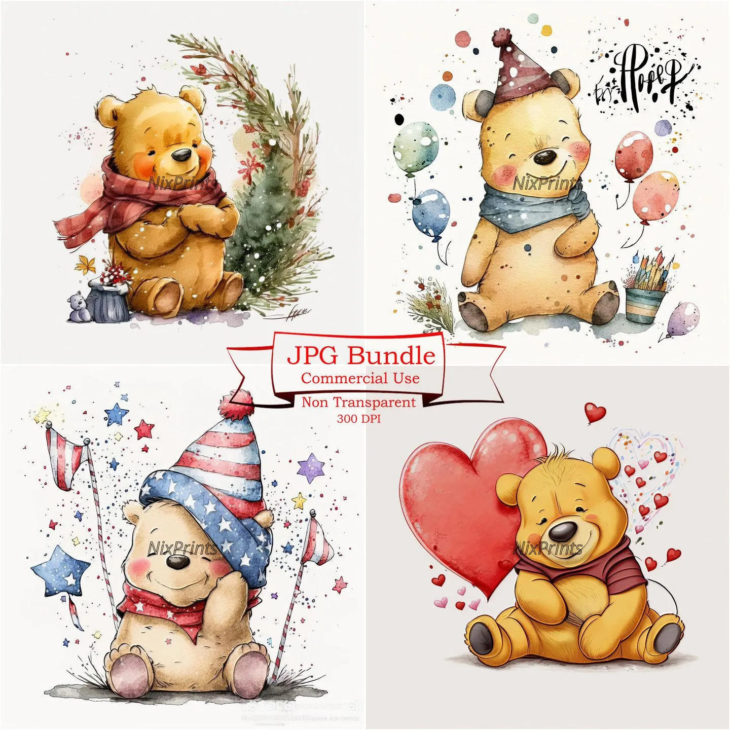 Adorable oso Winnie the Pooh Clipart para Navidad - Etsy México