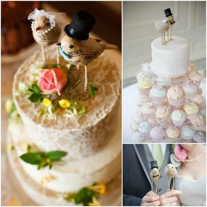 Adornos originales para el pastel de bodas