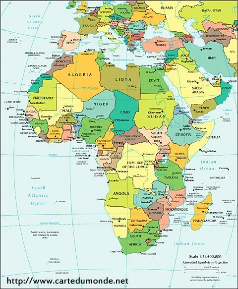 África Mapa Político, Mapa del Mundo