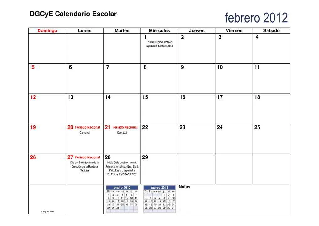 Agenda y calendario escolar DGCyE, Febrero 2012- diciembre 2012 ...