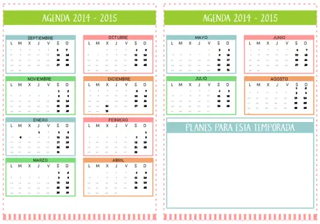 Agenda Motivadora Imprimible Temporada 2014-2015 - Paperblog