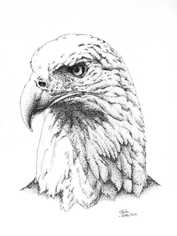 Águila vélin puntillismo Stipple pluma y tinta de por ComicGenius