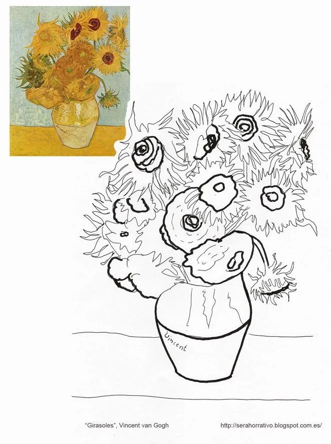 Van gogh girasoles para colorear - Imagui