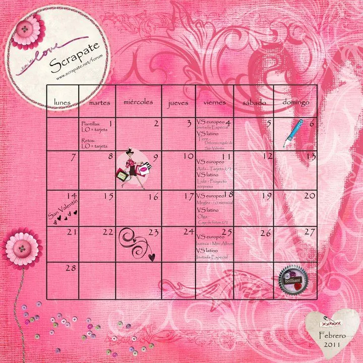 Aideta's Scrap: CAlendario Febrero Scrapa'