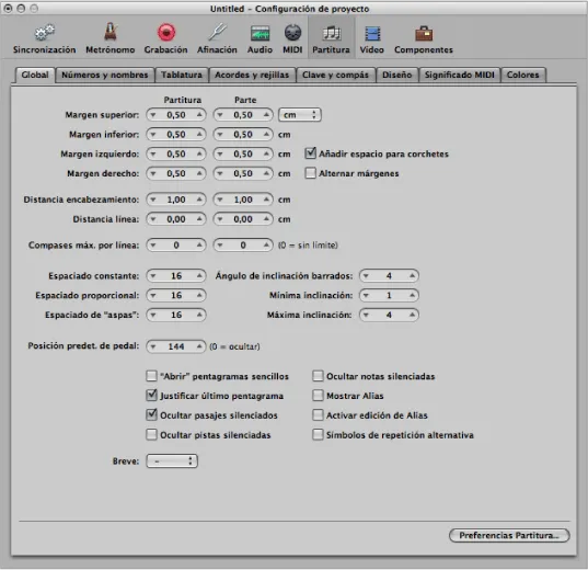 Ajustes de partitura