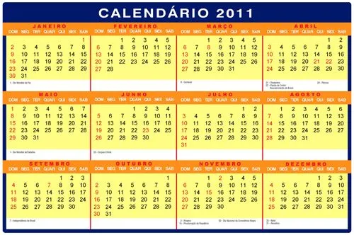 CALENDARIO 2011, CON SEMANAS - Imagui