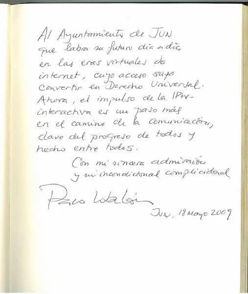 Alcalde de Jun » Dedicatorias en el Libro de Honor del ...