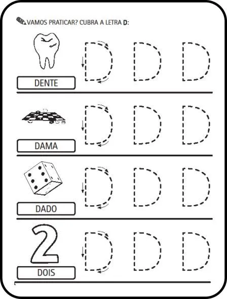 ALFABETO ILUSTRADO LETRAS PONTILHADAS PARA COBRIR COLORIR ...