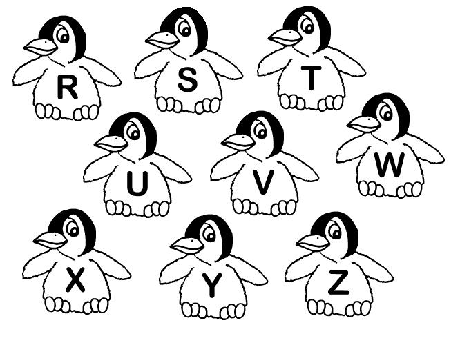 Alfabeto de Pinguinos para colorear