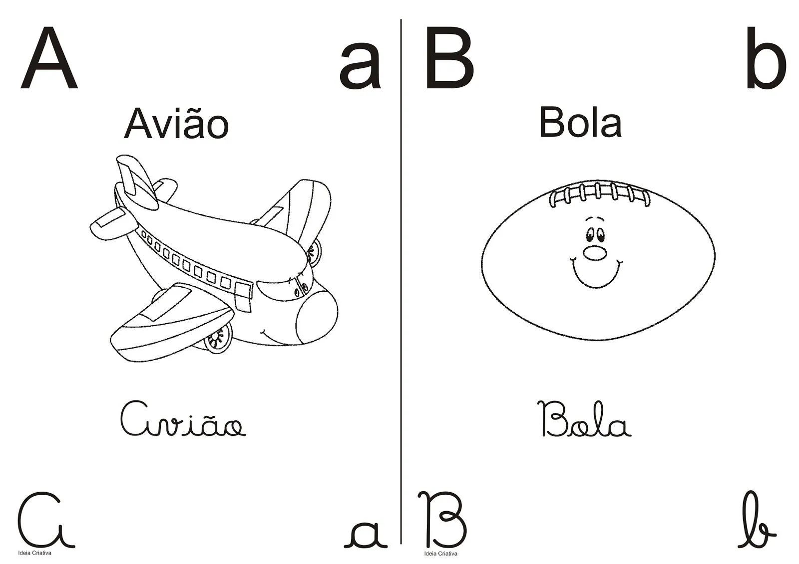 Alfabeto pra Colorir 4 Meio Ofício / Bastão e Cursiva | Ideia ...