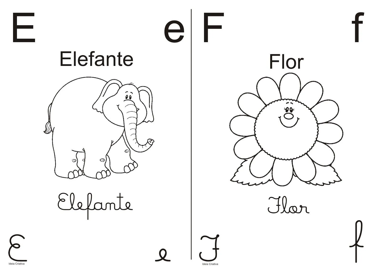 Alfabeto pra Colorir 4 Meio Ofício / Bastão e Cursiva | Ideia ...