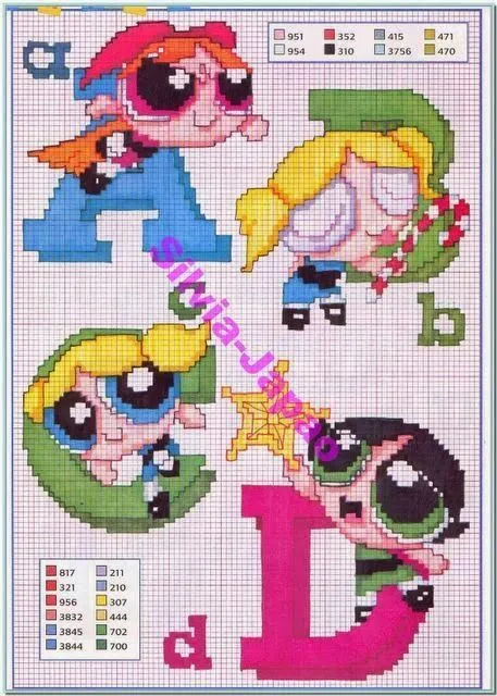 Alfabeto de las Supernenas para Punto de Cruz. | Oh my Alfabetos!