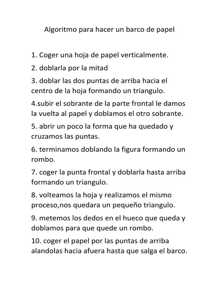 Algoritmo para Hacer Un Barco de Papel | PDF