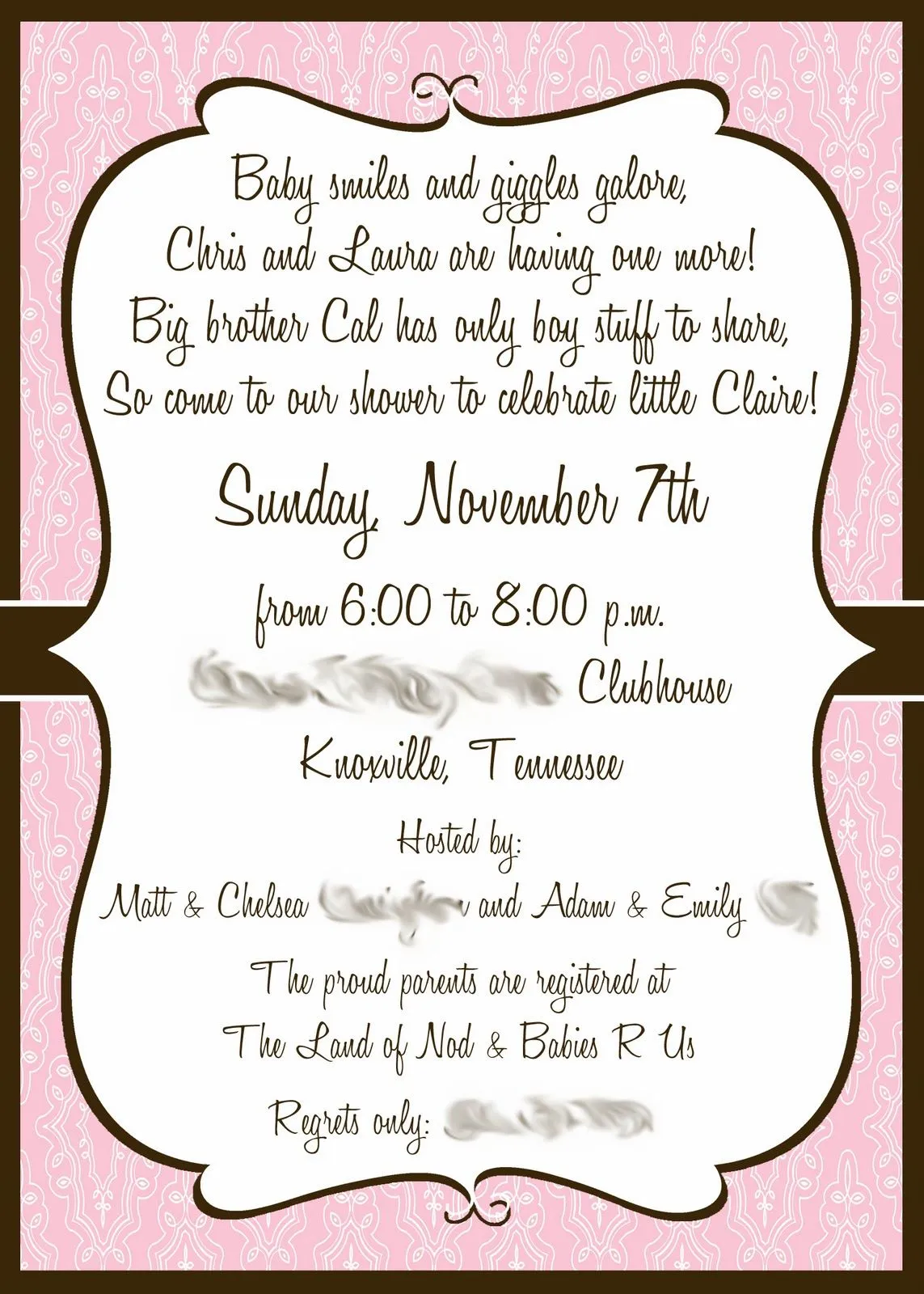 Alicia's Delightful Designs: A dainty pink baby shower invitation