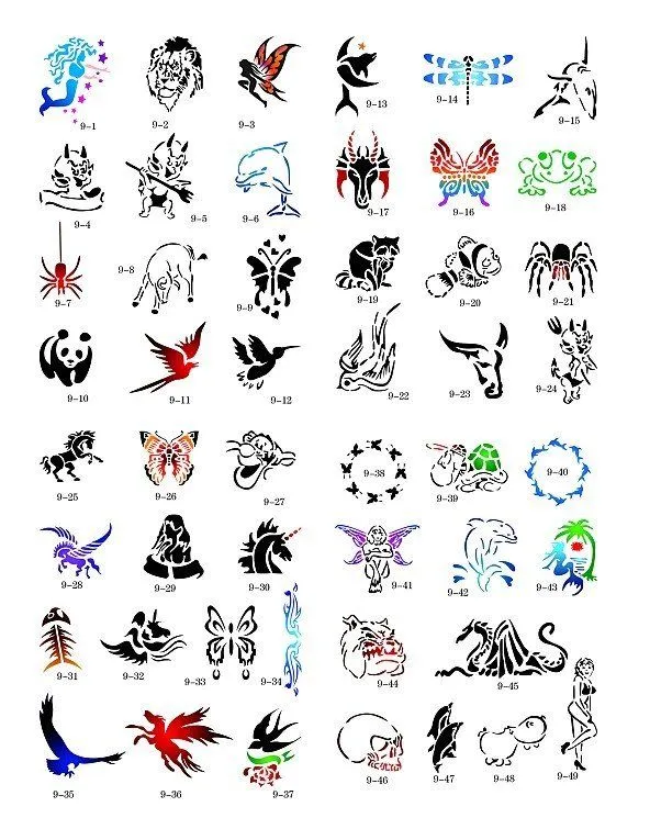 Temporal Airbrush Tattoo Stencil Booklet plantilla 9 100 diseños ...