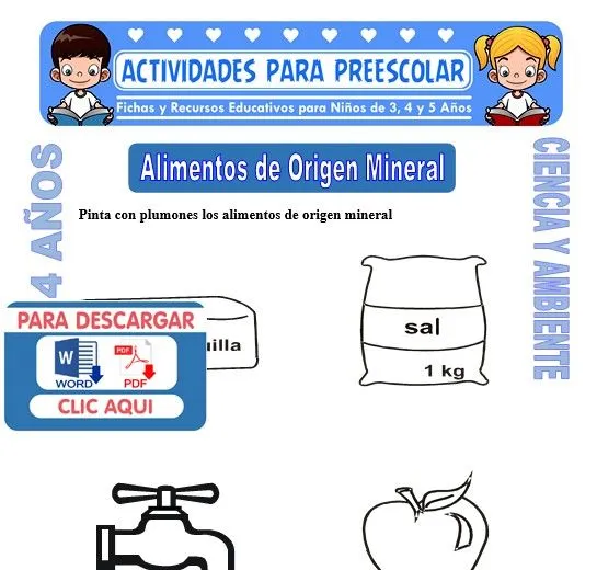 Alimentos de Origen Mineral para Niños de 4 Años | Preescolar – 2023