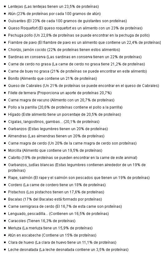 Alimentos con proteínas - Alimentos ricos en proteínas