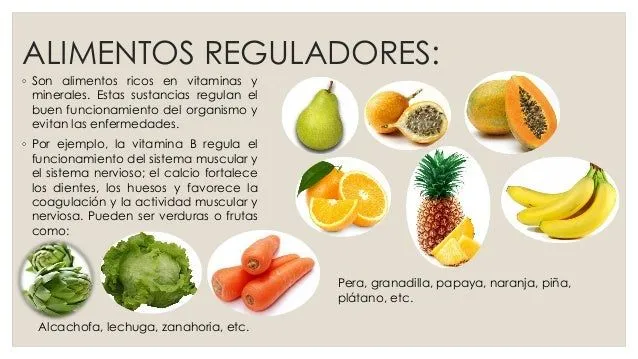 Alimentos reguladores, energeticos y constructores; lavado de manos