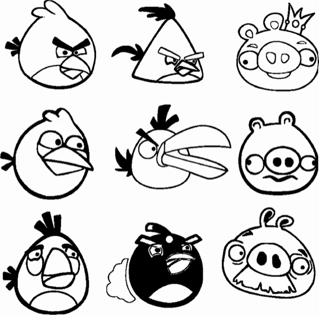 All the Angry Birds and Green Pigs Printable Coloring Page ...