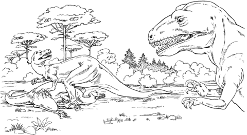 Allosaurus Over Dead Camptosaurus coloring page | Super Coloring