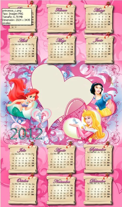 Almanaque 2012 de princesas Disney - Imagui