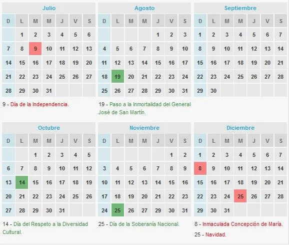 Calendario y Feriados 2013 Argentina - Imagen - Taringa!